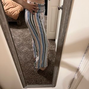 Wide leg striped pants